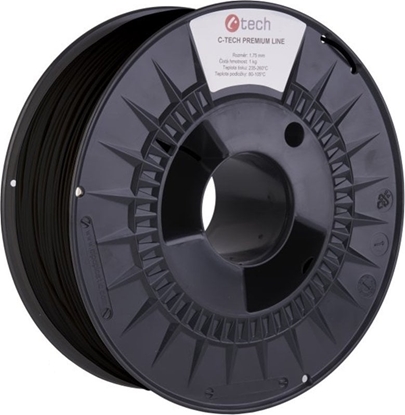 Attēls no C-TECH Tisková struna (filament) PREMIUM LINE, PLA, dopravní erná, RAL9017, 1,75mm, 1kg
