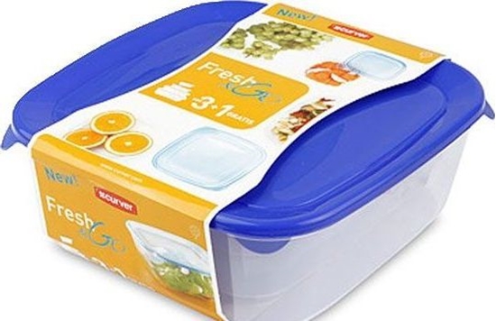 Picture of Curver KOMPLET POJEMNIKÓW FRESH&GO 3+1 NIEBIESKI/TRANSPARENTNY 182596