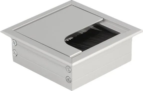 Изображение Delock Cable grommet for table mounting with brush 80 x 80 x 28 mm silver