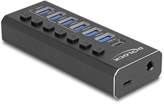 Picture of Delock 7 Port USB Hub with 4 Ports 10 Gbps and 4 Fast Charging Ports with Switch and Illumination