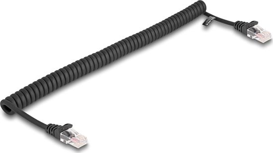 Picture of Delock RJ45 Coiled Cable male to male Cat.5e 1 m black