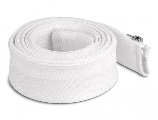 Picture of Delock Braided Sleeve with zip fastener heat-resistant 2 m x 50 mm white