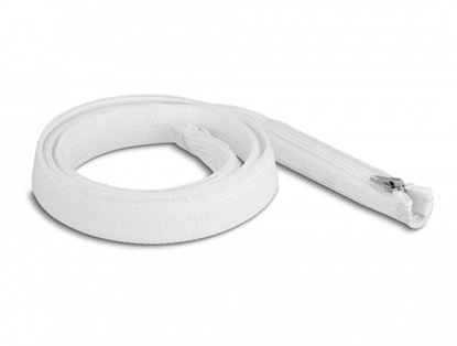 Picture of Delock Braided Sleeve with zip fastener heat-resistant 1 m x 20 mm white