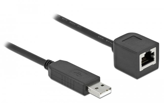 Picture of Delock Serial Connection Cable with FTDI chipset, USB 2.0 Type-A male to RS-232 RJ45 female 50 cm black