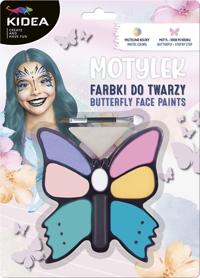Изображение Derform Farby do twarzy 8 kolorów z akcesoriami Motylek