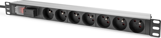 Изображение Digitus Socket strip with aluminum profile, surge protection and switch, 7-way CEE 7/5 sockets, 2 m cable