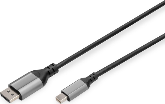 Picture of DIGITUS 8K DisplayPort Cable 1.4 60Hz, mini DP/DP, Alu black 2m