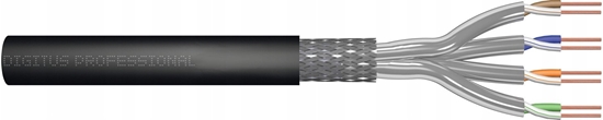 Изображение Digitus Kabel instalacyjny zewntrzny suchy DIGITUS kat.7, S/FTP, Fca, AWG 23/1, PE, 100m, czarny