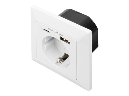 Picture of Digitus Safety Plug for Flush Mounting with 1 x USB Type-C, 1 x USB A
