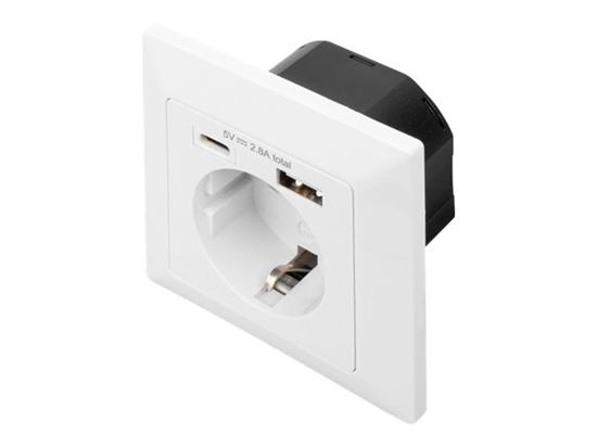 Picture of Digitus Safety Plug for Flush Mounting with 1 x USB Type-C, 1 x USB A