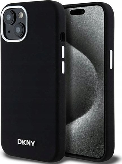 Picture of DKNY Apple iPhone 15 hardcase Liquid Silicone Small Metal Logo MagSafe Black