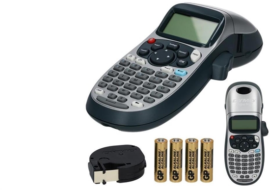 Picture of Drukarka DYMO LetraTag LT-100H SILVER dla domu, dzieci, Home Office (LT-XR) 2174577 + tama DYMO LT 12mm + 4 baterie AA