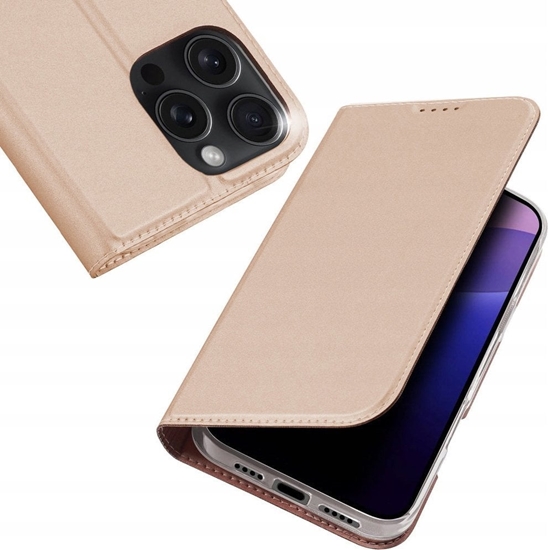 Picture of Dux Ducis Etui Skin Pro na iPhone 16 Pro Max z klapk i miejscem na kart - róowe