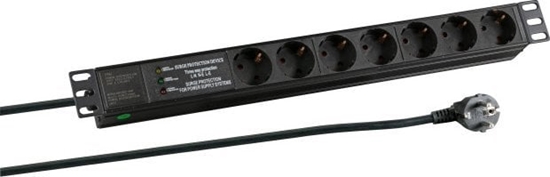 Изображение EFB EFB 19" 1HE Steckdosenleiste 7xCEE 7/3 mit SS,Alu,sw