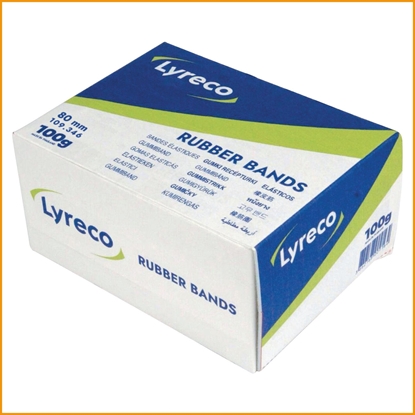 Attēls no Elastikker lyreco gummibånd nr. 18 80 mm æske a 100 gram