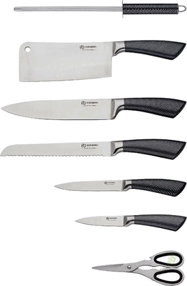 Изображение Elitehoff Noe kuchenne w bloku Elitehoff E 6262 stalowe + stojak zestaw noy szare