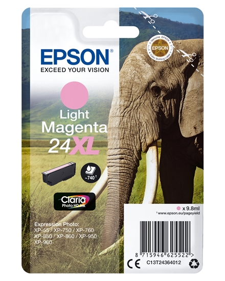 Picture of Epson Elephant Singlepack Light Magenta 24XL Claria Photo HD Ink