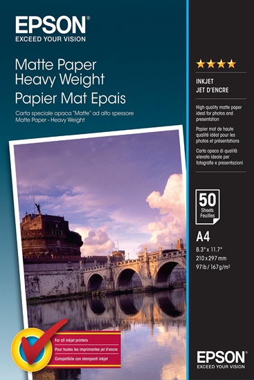 Picture of Epson Matte Paper Heavy Weight A4, 50 Sheet, 167g    S041256