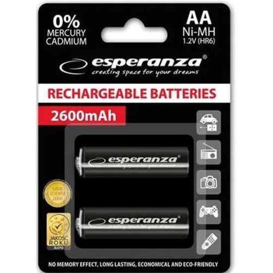 Picture of Esperanza EZA105 PRECHARGED HR6 2600MAH ALWAYS READY BLISTER PACK 2PCS.