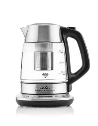 Picture of ETA | Kettle | Crystela Premium ETA915390000 | Electric | 2200 W | 1.5 L | Glass | 360° rotational base | Stainless steel/Glass