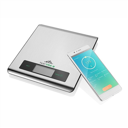 Attēls no ETA Kitchen scales with smart application Nutri Vital Maximum weight (capacity) 5 kg, Graduation 1 g, Display type LCD, Silver