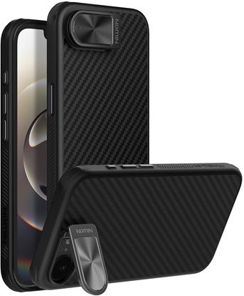 Attēls no Etui Nillkin CarboProp Magnetic z oson na aparat i podstawk na iPhone 16e - czarne