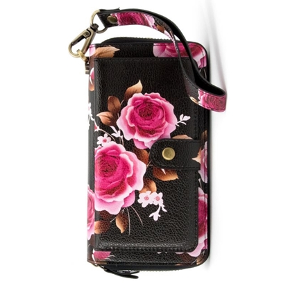 Attēls no Evelatus Universal Wallet Zipper Design Flower Black