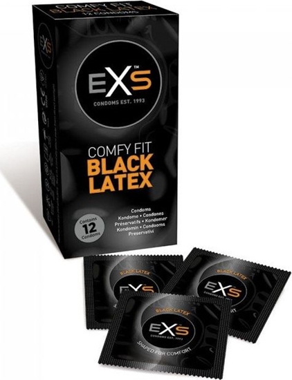 Picture of EXS EXS Comfy Fit Black Latex Condoms prezerwatywy z czarnego lateksu 12szt.