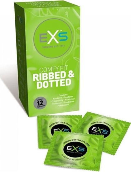 Picture of EXS EXS Comfy Fit Ribbed & Dotted Condoms prkowane prezerwatywy z wypustkami 12szt.