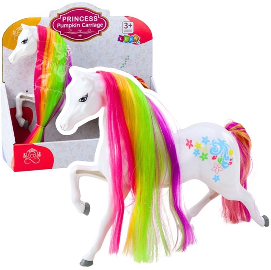 Picture of Figurka Duy Ko Bajkowy Tczowa Grzywa Kolorowe Zdobienia Biay LEAN Toys