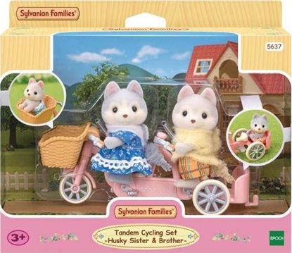 Attēls no Figurka Epoch Sylvanian Families Tandem Pieski Husky na rowerze zestaw z figurkami (5637)