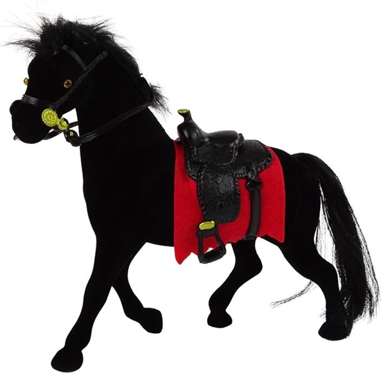 Picture of Figurka LeanToys Figurka Aksamitna Czarny Ko Czerwone Siodo Farma