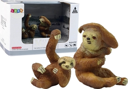 Attēls no Figurka LeanToys Zestaw 2 Figurek Leniwce Leniwiec z Modym Figurka Leniwiec
