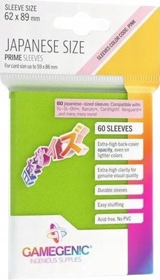 Изображение Gamegenic Gamegenic: Japanese Size Prime Sleeves (62x89 mm) 60 sztuk, Lime