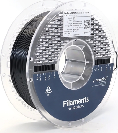 Picture of Gembird GEMBIRD Filament PETG High Speed czarny 1 75 mm 1 kg