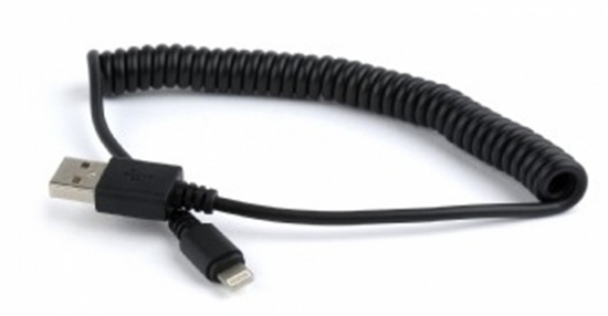Picture of Gembird Spiral Cable USB Male - Apple Lightning Male 1.5m Black
