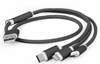 Picture of Gembird USB charging combo 3-in-1 Lightning, Type C, Micro USB Black