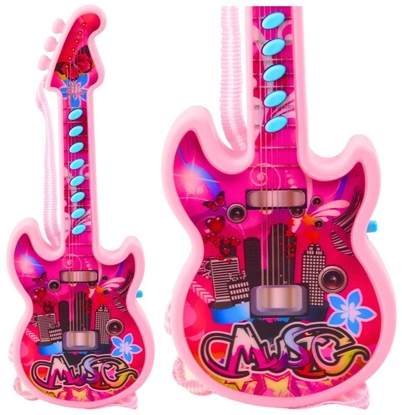 Attēls no Gitara Elektryczna Dla Dzieci Melodie Gama Solmizacyjna Róowa LEAN TOYS