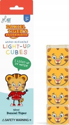 Изображение Glo Pals Glo Pals, Kostki sensoryczne wiecce w wodzie - Daniel Tygrysek, 4 szt.