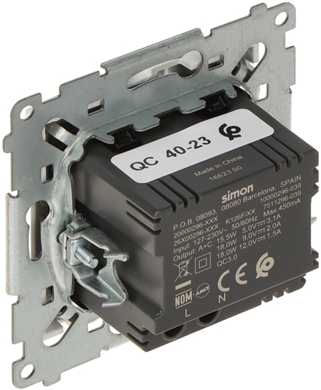 Picture of GNIAZDO ADOWANIA DEC2CA.01/11-SIMON54 Premium USB 5 V DC / 3.1 A