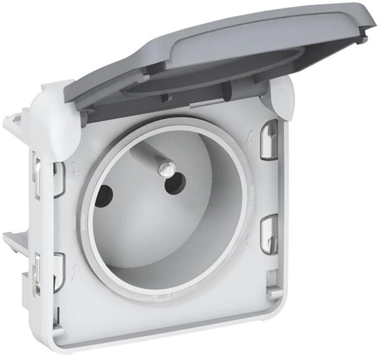 Picture of Gniazdo hermetyczne Legrand Plexo55 069551 pojedyncze z uziemieniem IP55 z przesonami szare