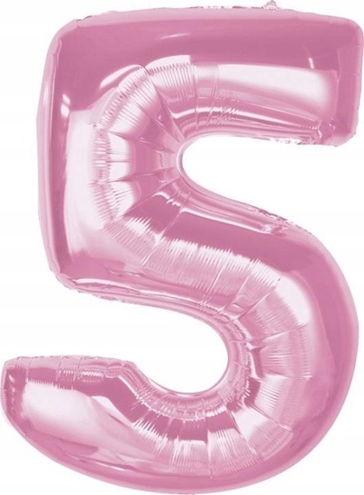Изображение GoDan Balon foliowy cyfra 5 jasnoróowa Smart 92cm