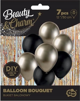 Изображение GoDan Balony B&C bukiet prosecco-czarne 7szt