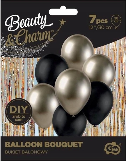 Picture of GoDan Balony B&C bukiet prosecco-czarne 7szt