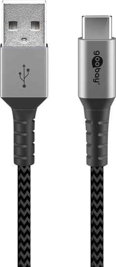 Изображение Goobay | USB-C to USB-A Textile Cable with Metal Plugs | 49296 | USB-C to USB-A