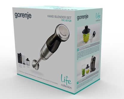 Picture of Gorenje | Blender | HBC807QB | Hand Blender | 800 W | Jar material Plastic | Jar capacity 0.5 L | Chopper | Black