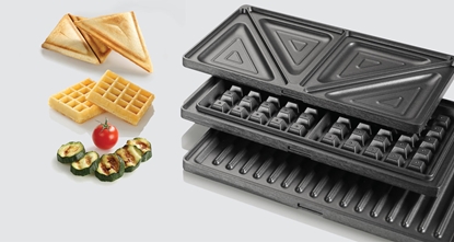Picture of GORENJE Sandwich maker SM703GCG 700 W, Number of plates 3, Number of pastry 2, Grey