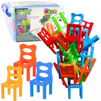 Attēls no Gra Zrcznociowa Spadajce Balansujce Krzesa 36 Elementów Kolorowe LEAN Toys
