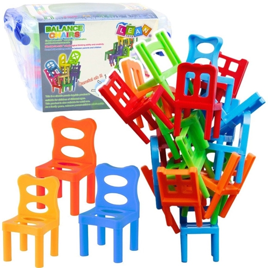 Picture of Gra Zrcznociowa Spadajce Balansujce Krzesa 36 Elementów Kolorowe LEAN Toys