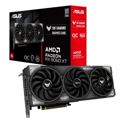 Picture of Graphics Card|ASUS|AMD Radeon RX 9060 XT|16 GB|GDDR6|128 bit|PCIE 5.0 16x|Triple slot Fansink|1xHDMI|2xDisplayPort|TUF-RX9060XT-O16G-GAMING